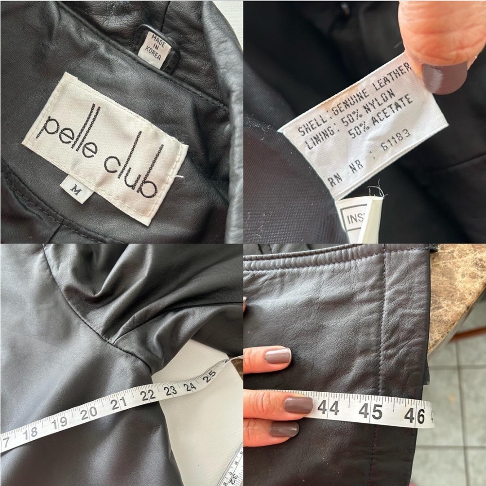 Vintage Pelle Club black long leather trench coat size Medium. - Picture 9 of 12